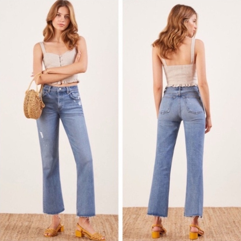 Reformation Crop Flood Kick Flare Jeans Size 26 Chic Minimal Clean Girl Capsule